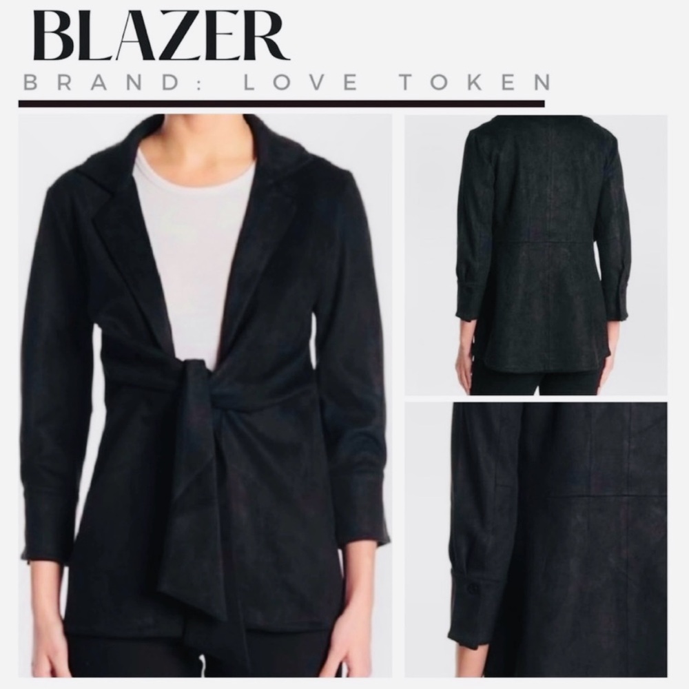 NWT Love Token Front Tie Faux Suede Jacket Blazer